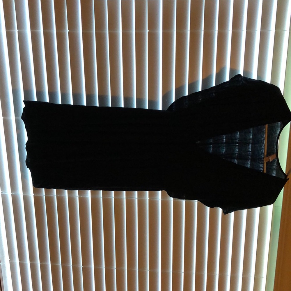 Black deep v-neck swim coverup